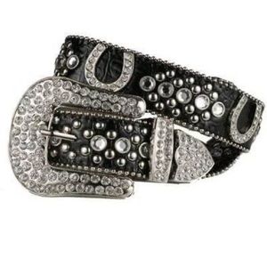 Rhinestone western leather belt